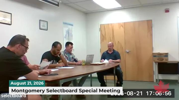 Thumbnail image for Montgomery Town Selectboard | 08/21/2026